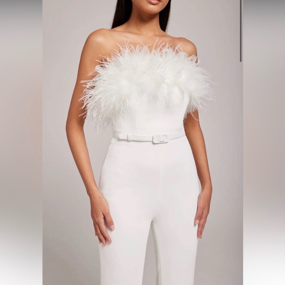 Nadine Merabi White Strapless Jumpsuit size 2 - Picture 2 of 7